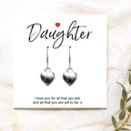 Daughter Gift Card with Heart Earrings