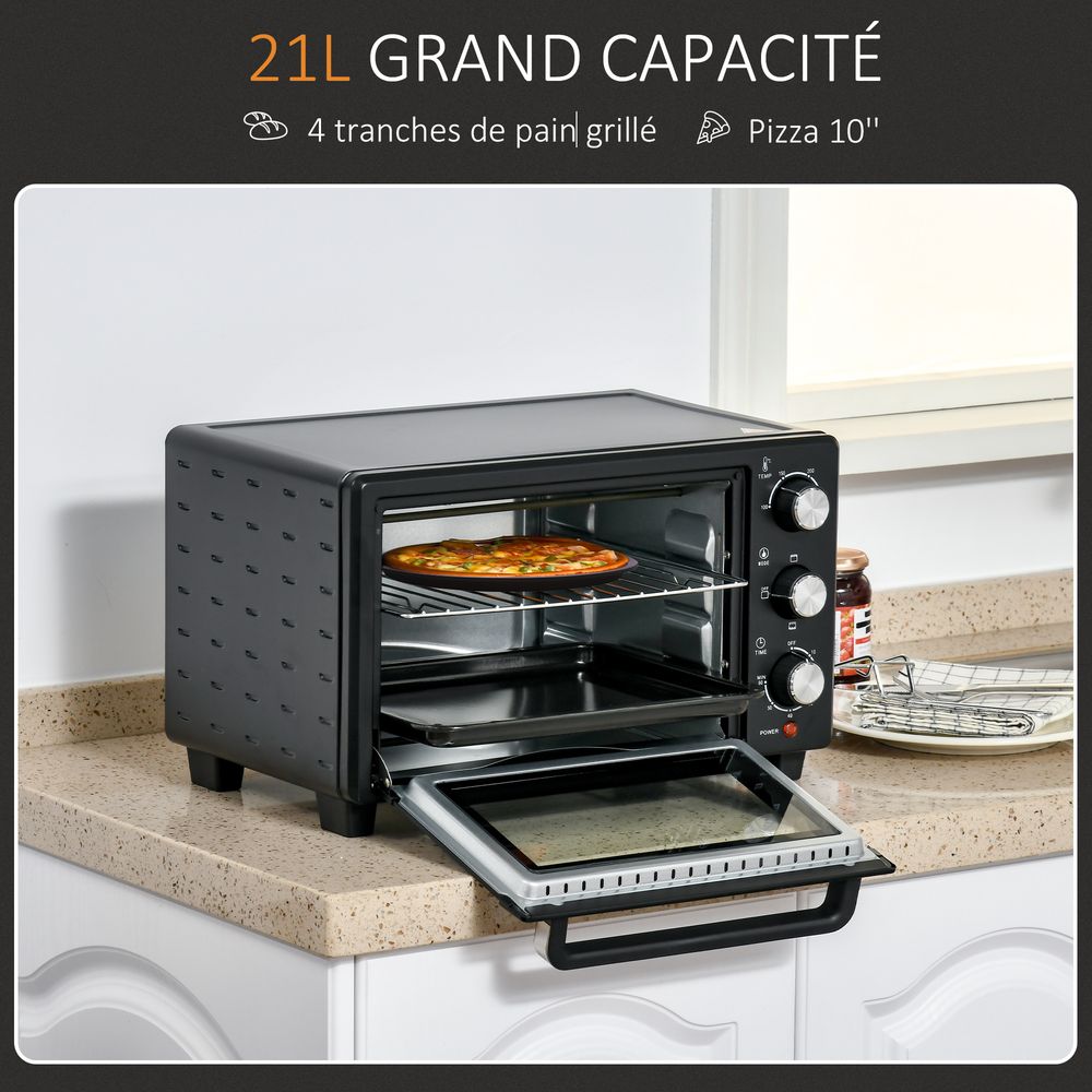 21L Mini Oven, Grill, Toaster Timer, Baking Tray & Wire Rack - 1400W