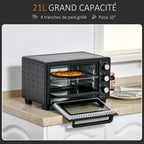 21L Mini Oven, Grill, Toaster Timer, Baking Tray & Wire Rack - 1400W