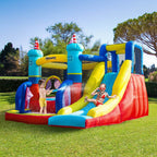 4 in 1 Kids Bouncy Castle Large Sailboat Style Inflatable House Slide Trampoline Water Pool Climbing Wall with Blower Carrybag for Kids Age 3-8, 2.65 x 2.6 x 2m