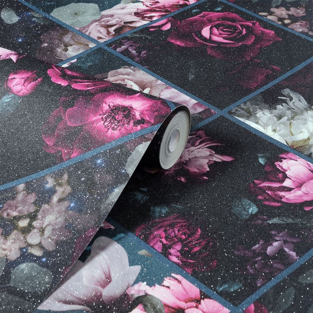 Exquisite Floral Collage - Plum & Teal