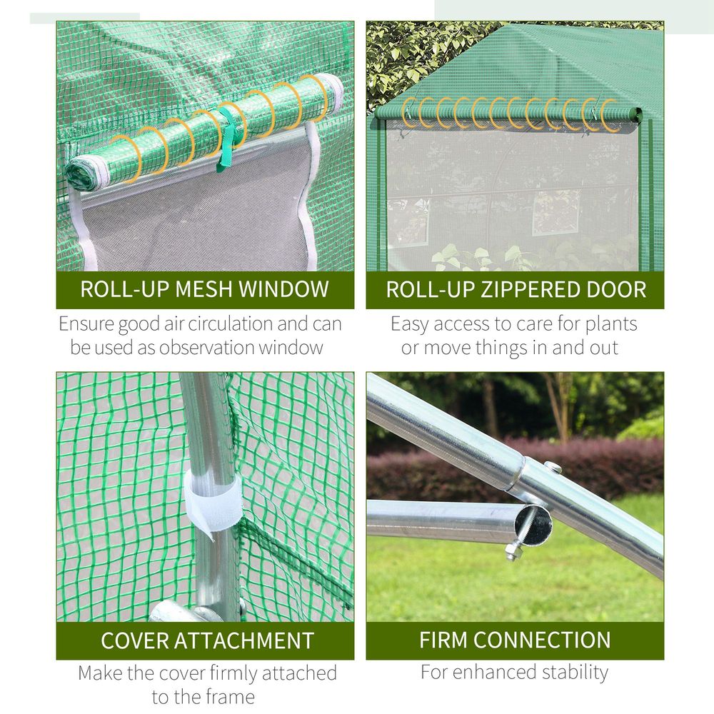 15x10ft Walk-in Greenhouse: Strong PE Cover, Zip Door, 6 Windows, Ideal for Year-Round Gardening