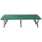 Double Camping Bed Camping Cot Foldable Sunbed Outdoor Patio Sleeping Bed Super Light with Carry Bag (Green)