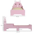 Toddler Bed Frame Cat Design Kids Bed with Guardrails - Pink