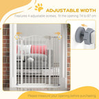 Adjustable Metal Pet Gate - Keep Pets Safe - Auto-Close Door - White