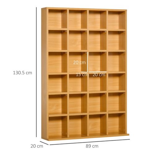 480 CD/ 312 DVD Storage Unit, Media Storage Shelf, Wooden Display Unit with Adjustable Shelves, 89 x 130.5 cm, Beech Wood Finish