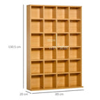 480 CD/ 312 DVD Storage Unit, Media Storage Shelf, Wooden Display Unit with Adjustable Shelves, 89 x 130.5 cm, Beech Wood Finish