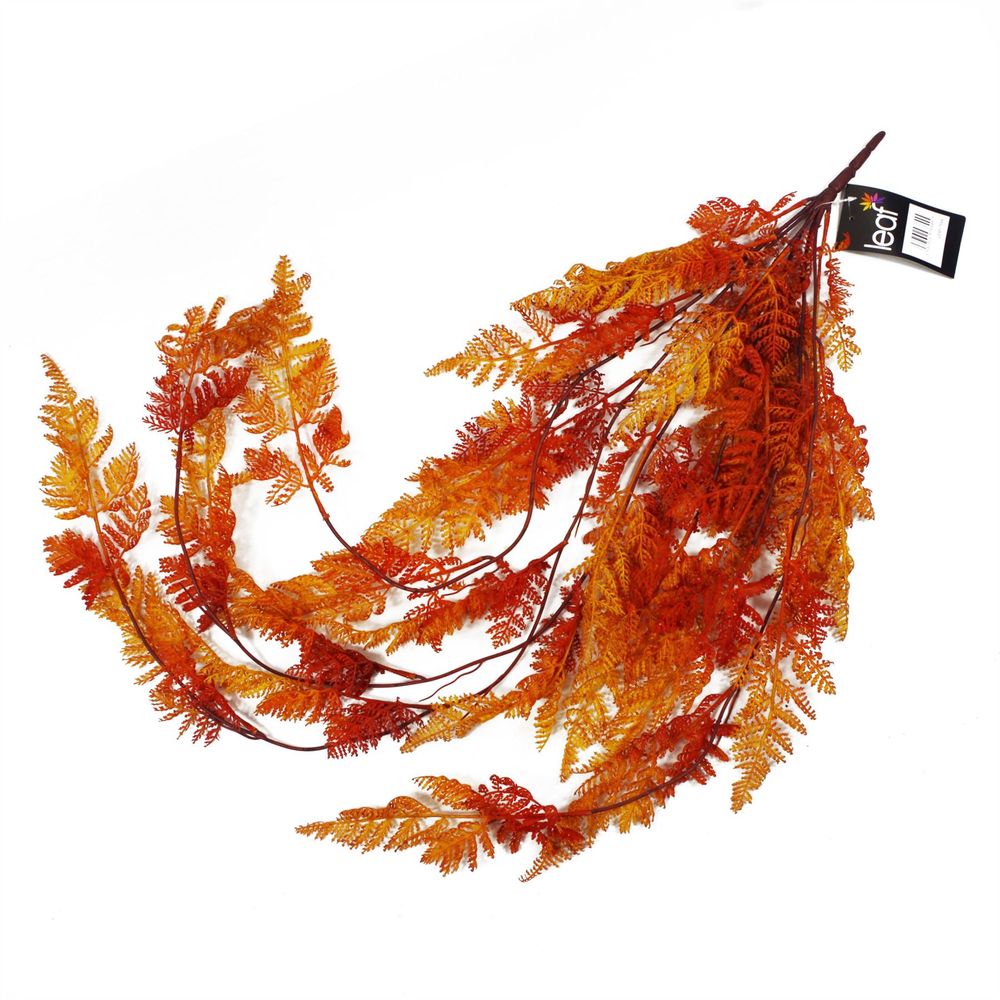 100cm Artificial Hanging Fern - Autumn Orange