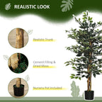 Artificial Ficus Tree - Lifelike Leaves, Natural Trunks - Green