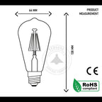 10 Pack E27 LED Edison Dimmable Vintage Amber Glass Warm white 2700K Light Bulb