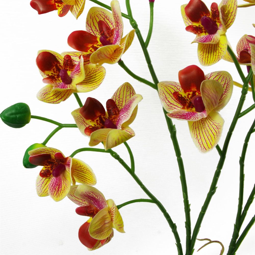 Large Pink Yellow Artificial Orchid - 43cm - Ceramic Planter