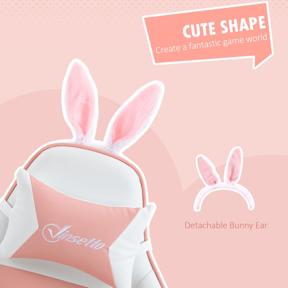 Gaming Chair: Removable Rabbit Ears, Pink