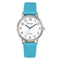 Ladies Classic White Dial Light Blue Leather Strap Watch