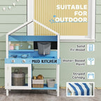 Kids Mud Kitchen, Outdoor Play Kitchen for Boys Girls, Blue