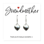Grandmother Message Card with Heart Earrings