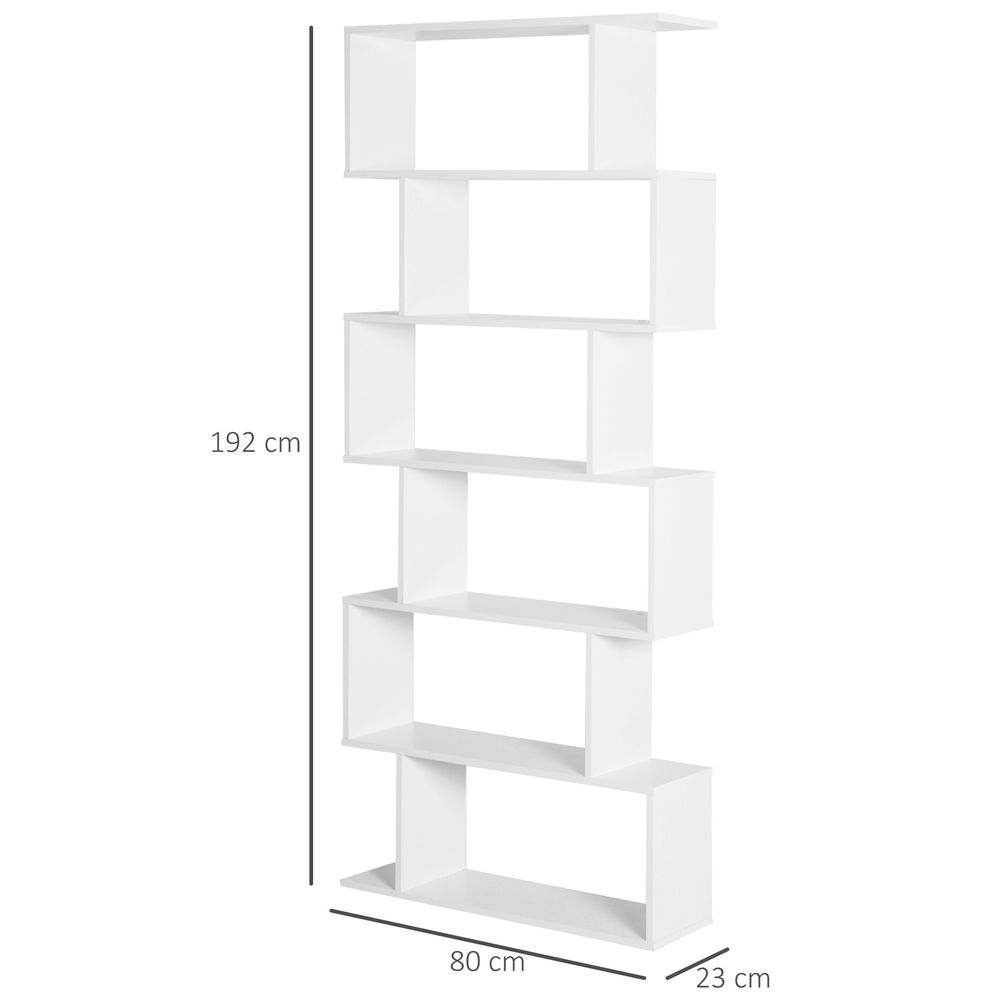 Particle Board 6-Tier White Shelving Unit - Versatile Storage Solution