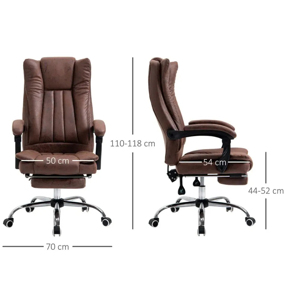 Brown Executive Office Chair - High Back, Armrests, Footrest - Comfort & Functionality