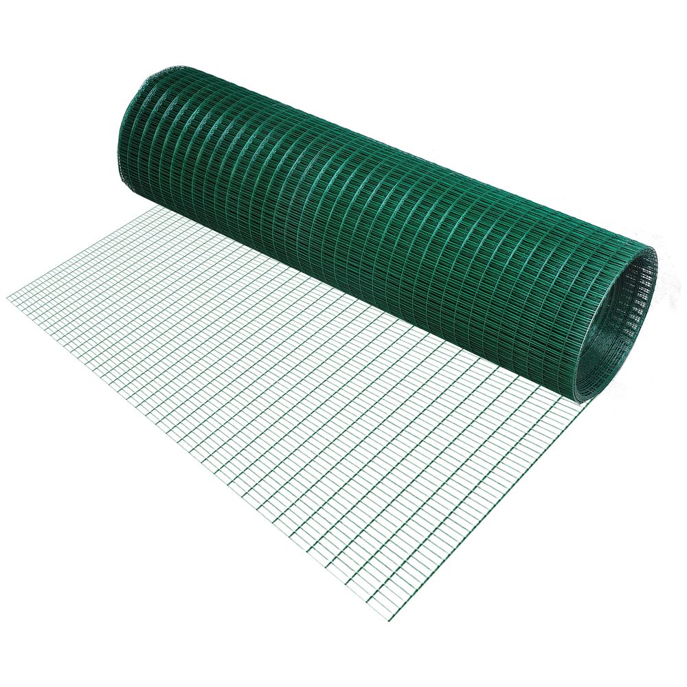 PVC Coated Welded Wire Mesh Fencing Chicken Poultry Aviary Fence Run Hutch Pet Rabbit 30m Dark Green