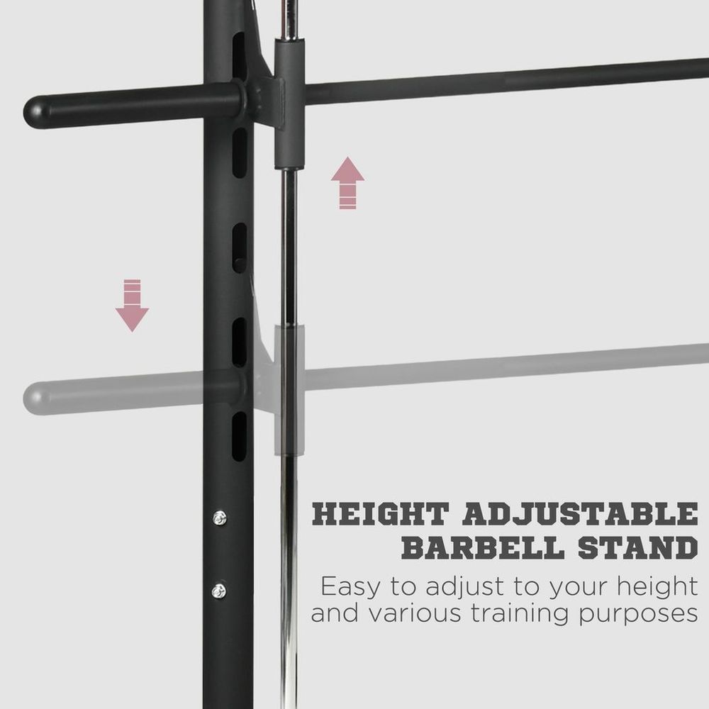 Adjustable Squat Rack with Pull Up Bar and Barbell Bar for Home Gym