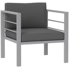 Patio Furniture Aluminium Armchair with Cushions, Charcoal Grey