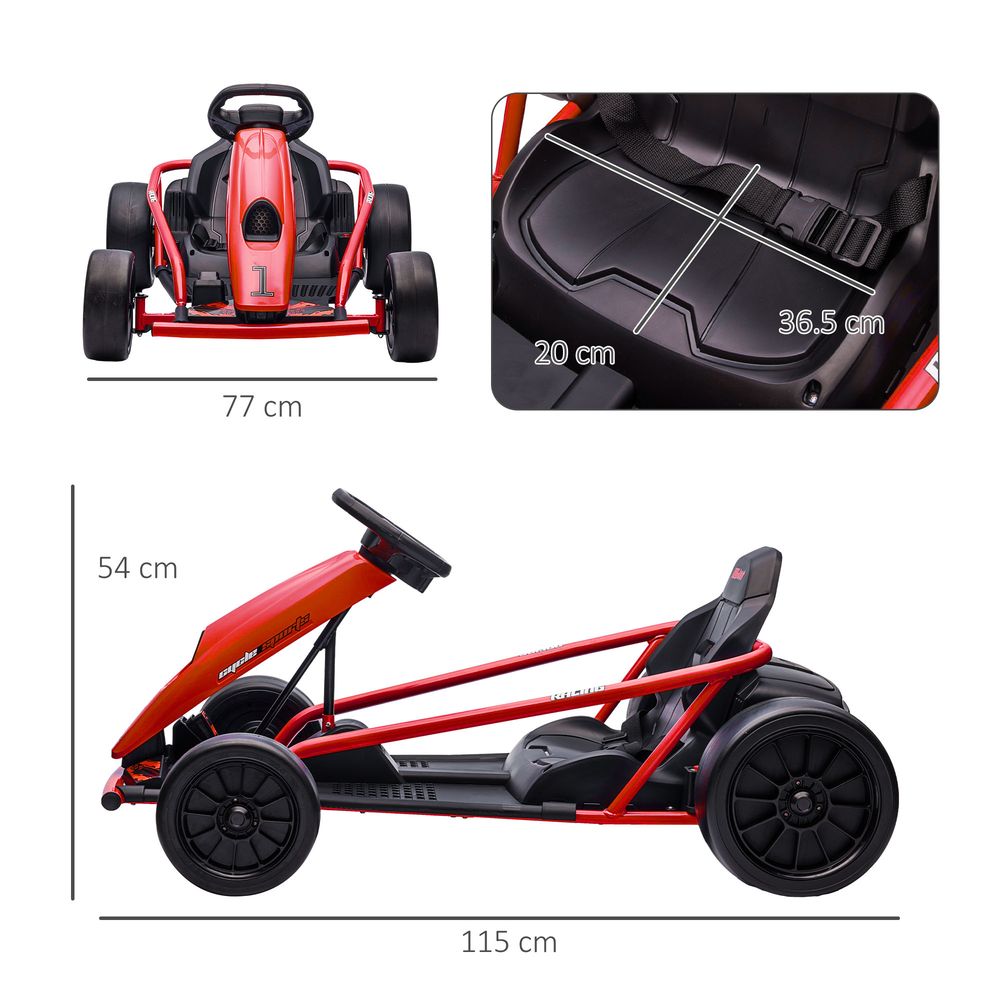 24V Electric Go Kart for Kids with Music, Horn Honking, Slow Start with Regular Detail