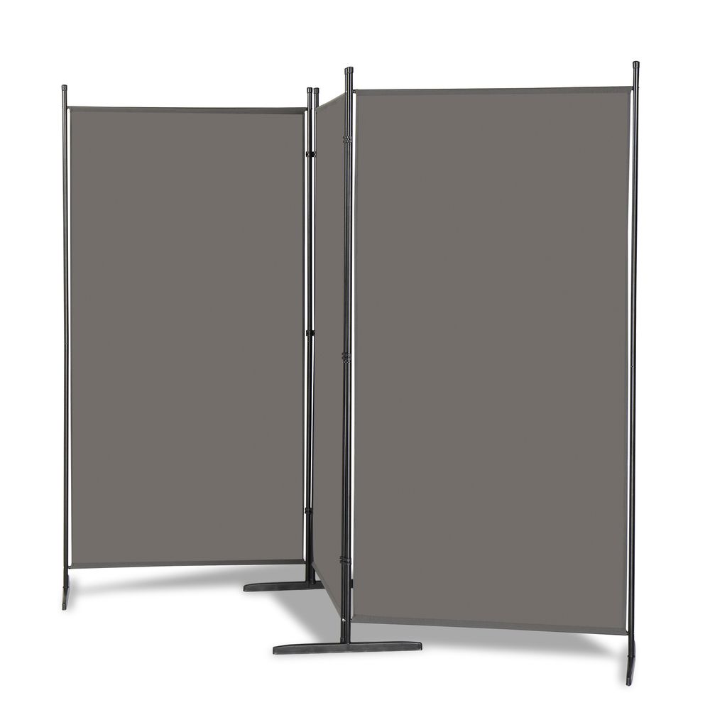 Steel Frame Folding Screen - Grey, 3 Panels