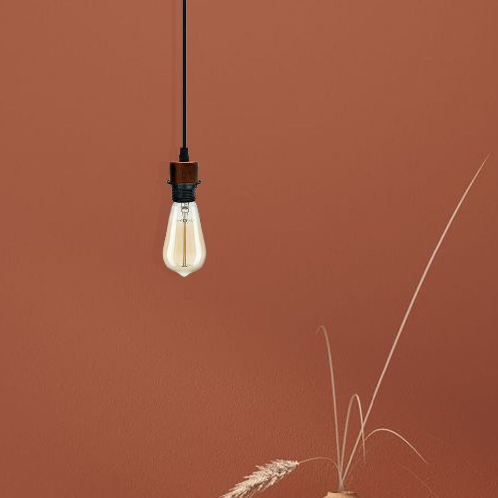 5 Pack Industrial Rustic Red Pendant Light, Lampshade Addable E27 Lamp Holder Light, E27 UK Holder Set With PVC Cable