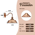 Vintage Industrial Rose Gold Retro Wall Light - Sturdy Metal Lamp Shade - Classic Style - E27 Lamp