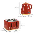 Kettle and Toaster Set 1.7L Rapid Boil Kettle & 4 Slice Toaster Red