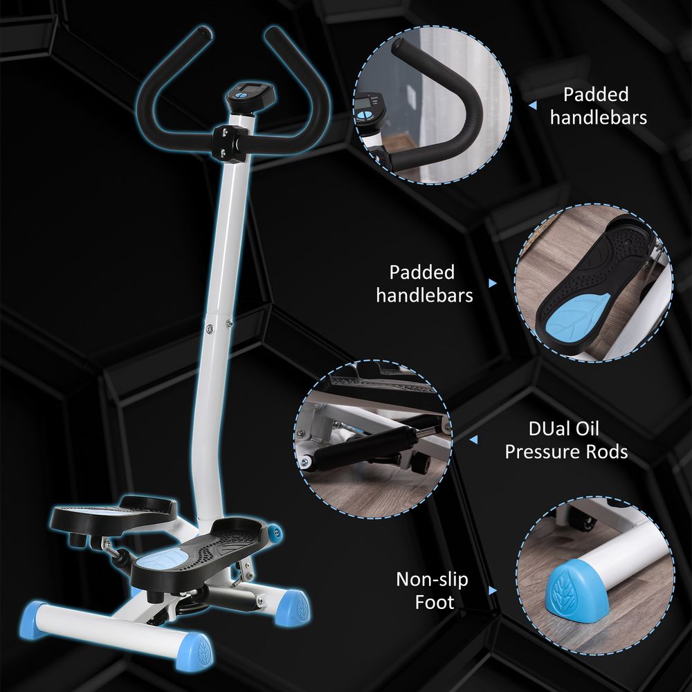 Twister Stepper, Step Machine, Aerobic Exercise Workout Machine w/Adjustable Resistance, LCD Screen and Handlebars - Blue