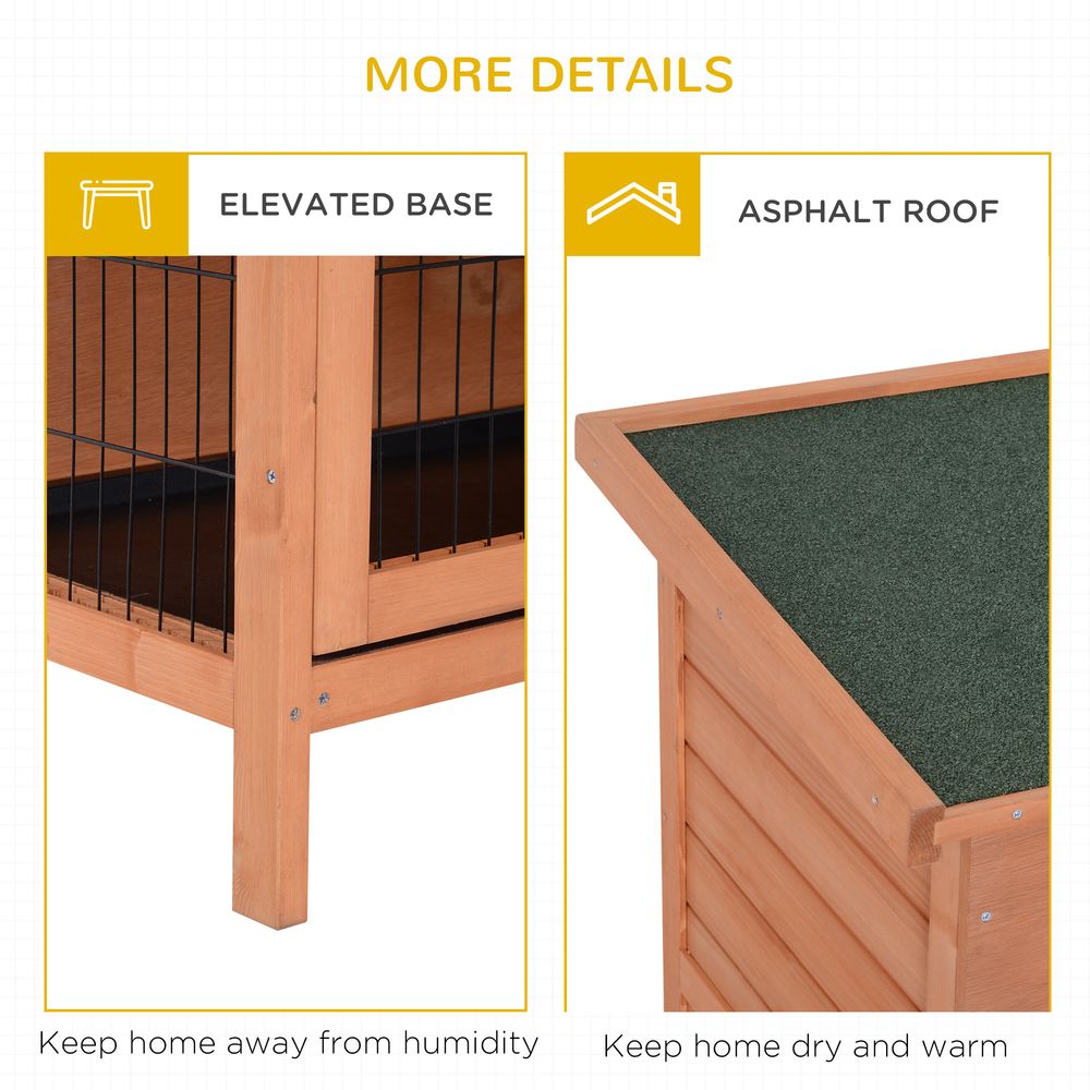 Rabbit Hutch Outdoor Guinea Hutch Bunny Cage with No-Leak Trays, Divider, 136 x 50 x 93cm, Orange