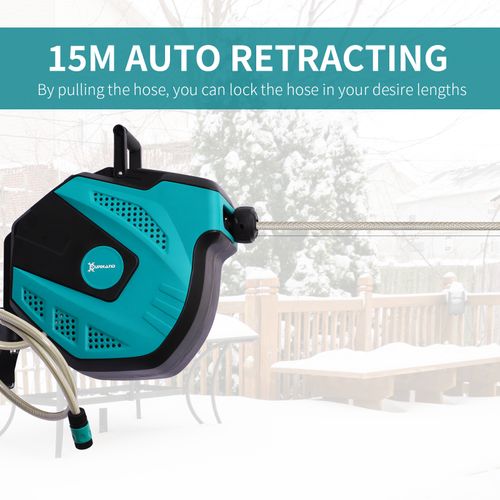 15 m Water Hose Reel-Black/Green