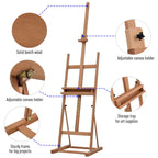Wooden Easel Stand H-Frame Artist Easel with 171-230cm Adjustable Height and 0-80° Working Angles Beech Wood Art Easel for Displaying Painting Wedding Sign Nature Wood Finish