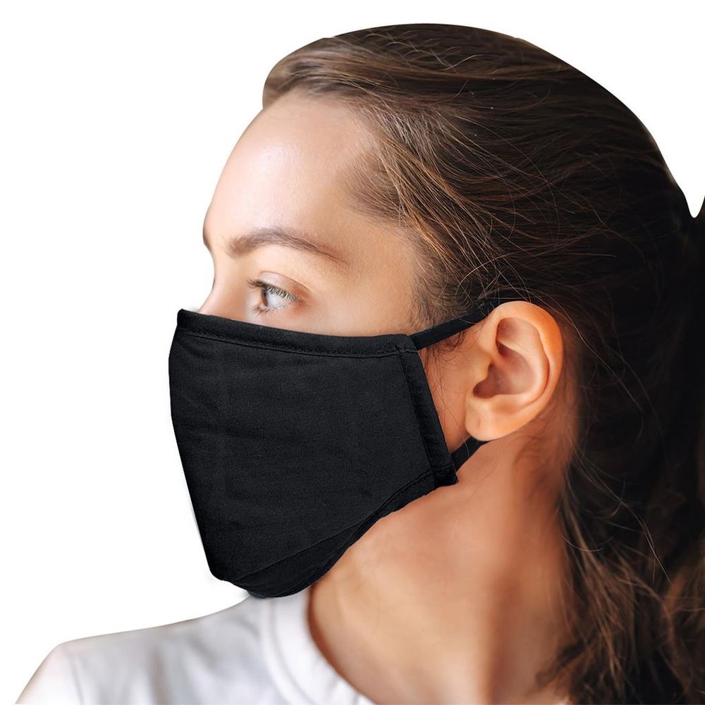 Triple Layer Reusable Cotton Face Mask - Black