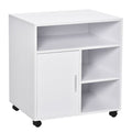 5-Compartment White Printer Stand with Storage