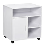 5-Compartment White Printer Stand with Storage