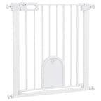 Pet Safety Gate: Pressure Fit Stair w/ Small Door - Double Locking - Secure