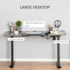 Electric Standing Desk, 140 x 70cm Height Adjustable Sit Stand Desk with 4 Memory Smart Panel, Stand Up Desk for Home Office, Black and Teak