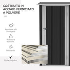 Grey Garden Storage Shed - Lockable Door - Sloped Roof - 142x84x189cm