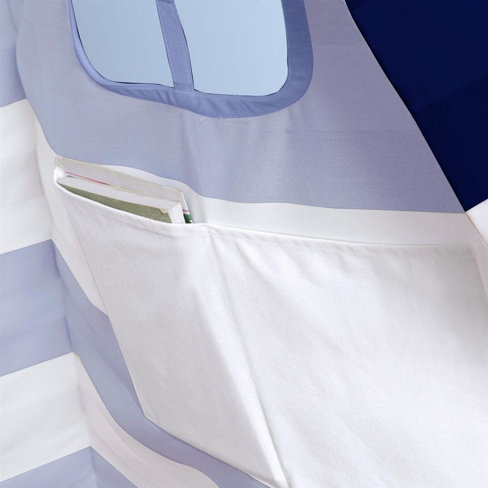 Neo Navy & White Stripe Kids Teepee - Quality Canvas Indian Tent for Hours of Fun