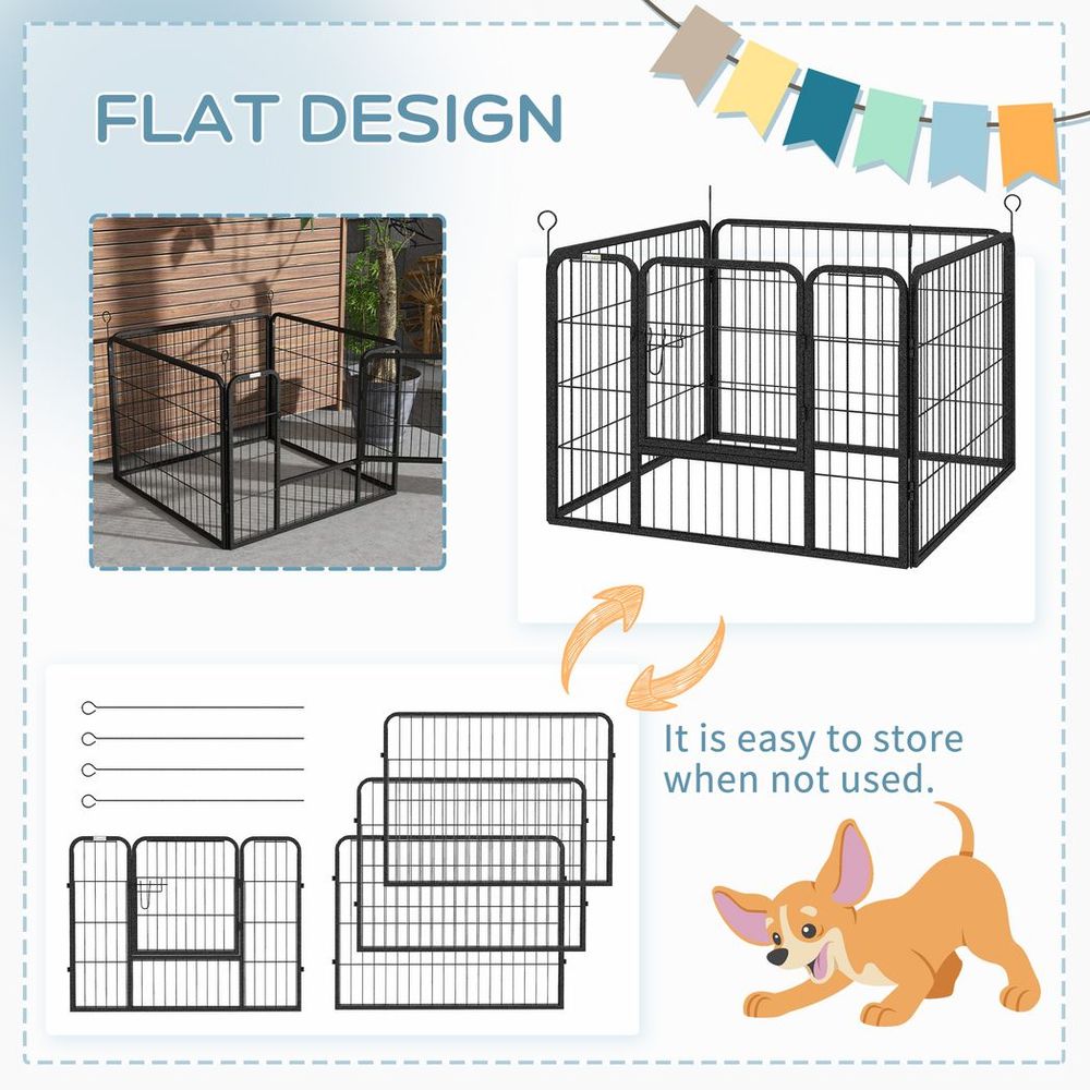 Metal Pet Playpen w/Door, Indoor/Outdoor Use, Secure, 82Lx82Wx60Hcm