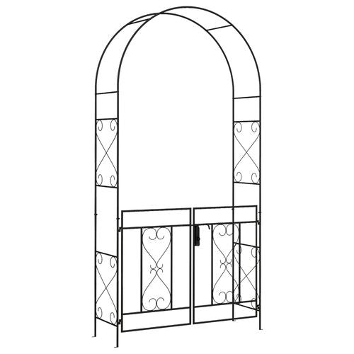 Metal Garden Arch with Double Gate, Garden Arbor Climbing Plants