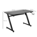 Gaming Desk Steel Frame with Cup Holder, Headphone Hook, Adjustable Feet and Cable Organiser, Home Office Computer Table, Black, Modern, 120 x 65 cm