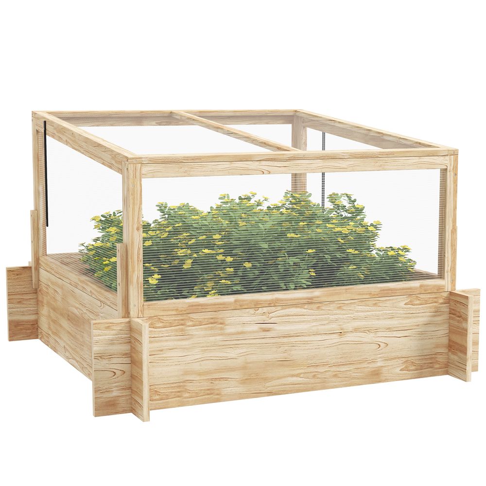 Outdoor Raised Garden Bed with Cold Frame Greenhouse and Openable Top