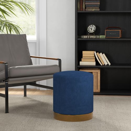 Modern Round Footstool, Fabric Upholstered Foot Rest