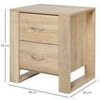 Particle Board 2-Drawer Bedside Table - Natural with Nightstand Details