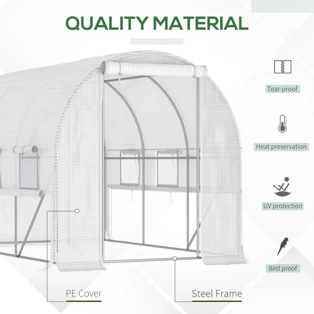 Spacious Outdoor Plant Greenhouse with Zippered Doors, Proficient Seller - White