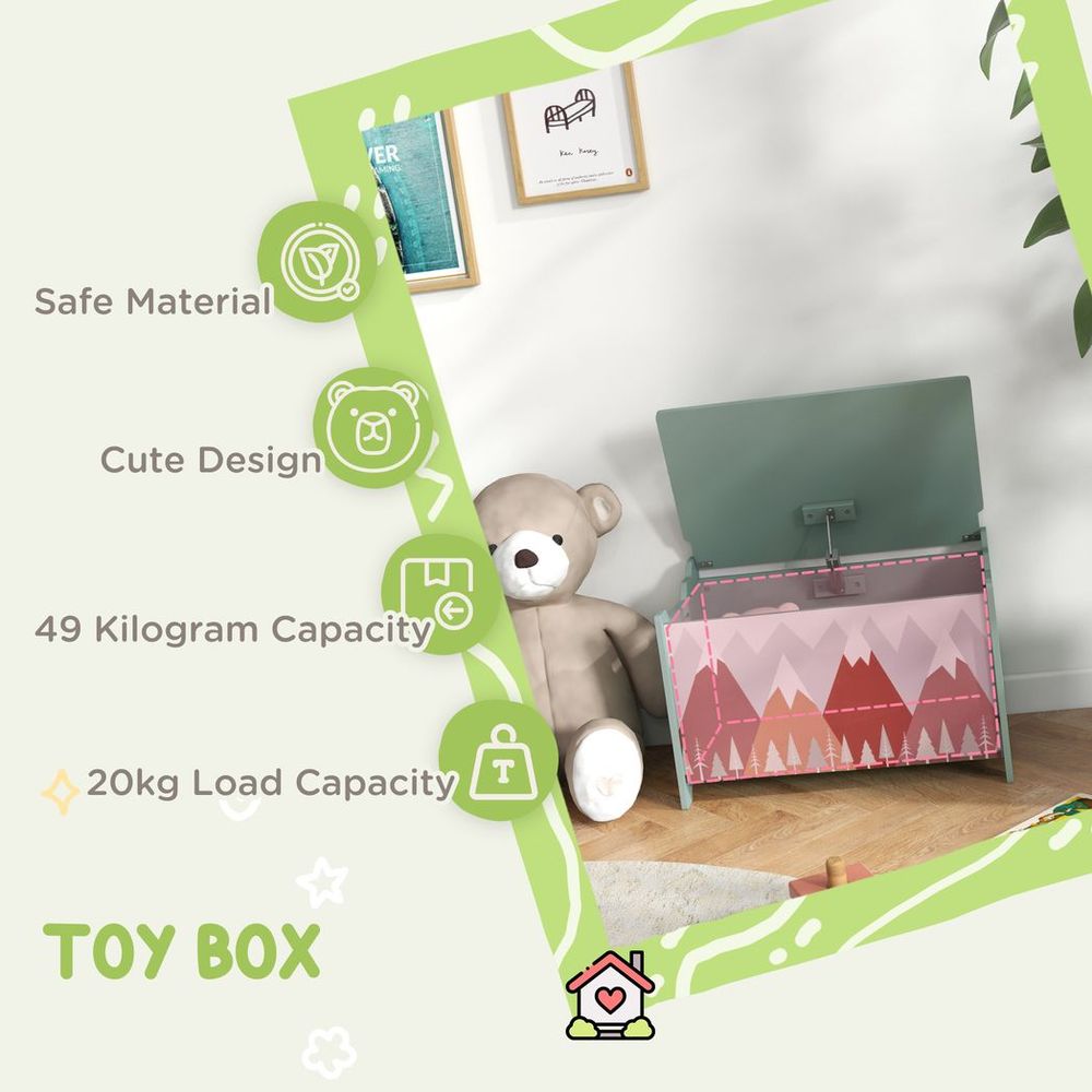 Toy Box, Kids Toy Chest with Lid, Safety Hinge - Green