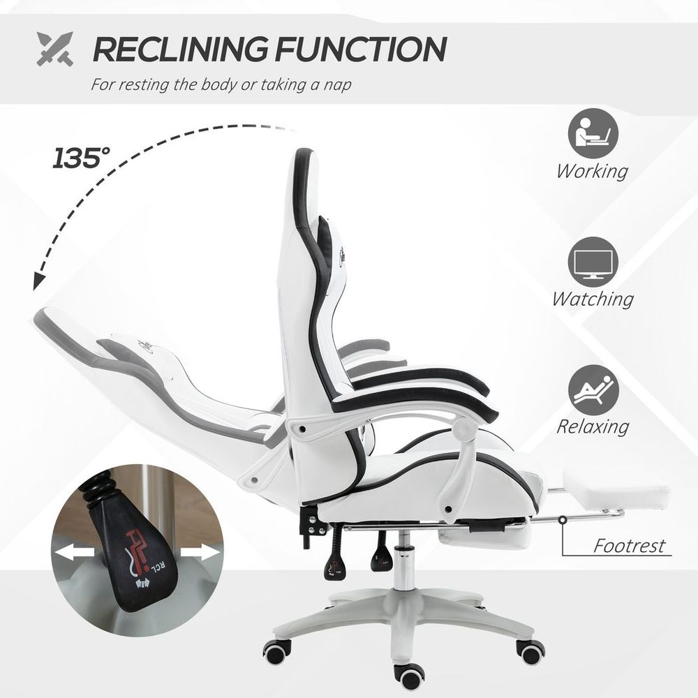 Racing Style Gaming Chair with Reclining Function Footrest, Black