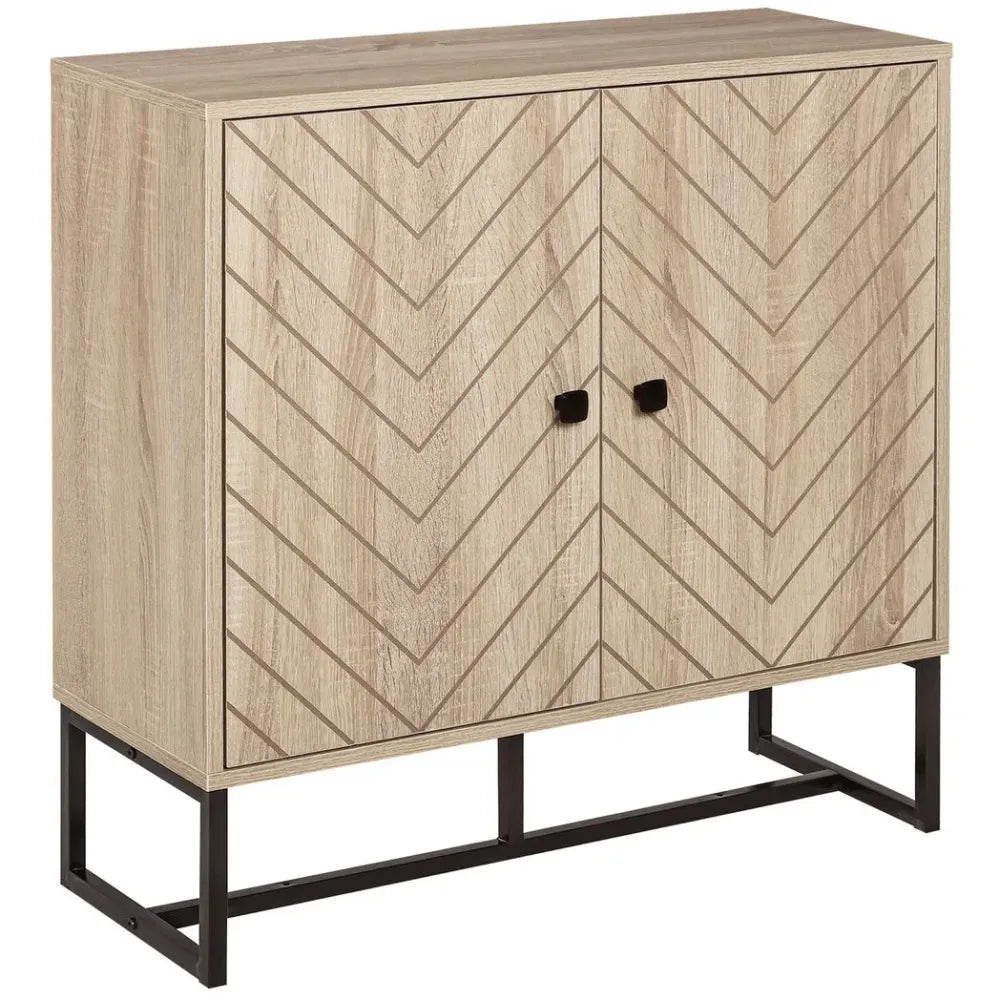 Embossed Arrow Storage Cabinet w/ Adjustable Shelf Metal Frame Handles Stylish